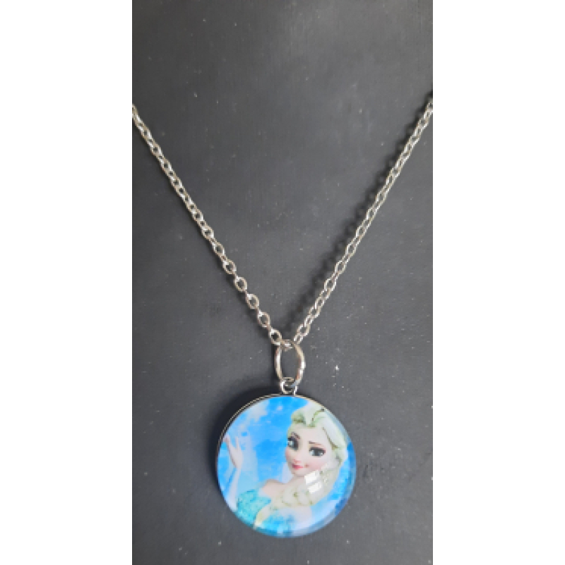 Kinderketting als hanger een cabochon met afbeelding ijsprinses