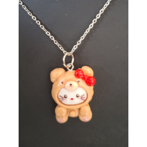 Kinderketting monster beige met rode strik