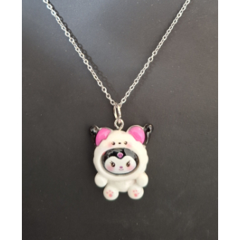 Kinderketting monster wit met rose