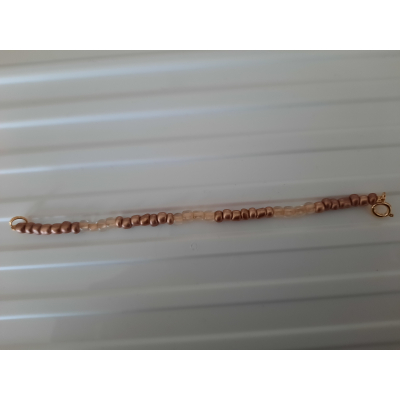 Kinderarmband met kralen 16cm bronskleur