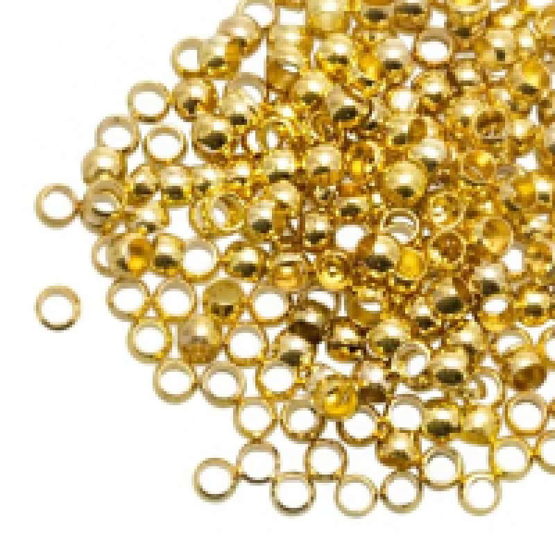 Knijpkralen (Binnenmaat 2 mm) Goud (50 Stuks)