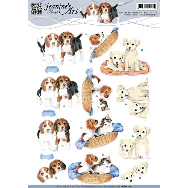 3D knipvel Sheet - Jeanines Art - Hondjes