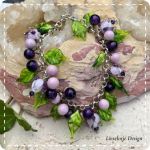 Paarse bes armband (lampwork)