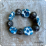 Fantasie stip armband aqua creme (lampwork)