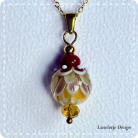 Daliah hanger/bruin rood van glas met ketting (lampwork)