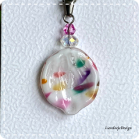 Bladhanger van glas met ketting (lampwork)