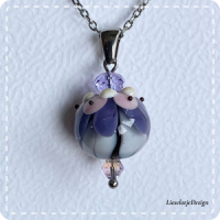 Dahliahanger paars/roze van glas met ketting (lampwork)