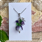 Bloemknophanger paars van glas met ketting (lampwork)