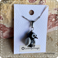 Hanger Pinguinkuiken van glas met ketting (lampwork)