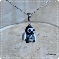 Hanger Pinguinkuiken van glas met ketting (lampwork)