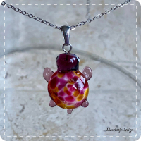 Hanger Schildpad van glas met ketting (lampwork)