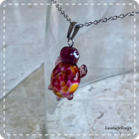 Hanger Schildpad van glas met ketting (lampwork)