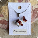 Hanger konijntje wit-bruin van glas met ketting (lampwork)