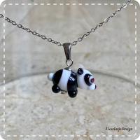 Hanger panda van glas met ketting (lampwork)