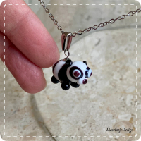 Hanger panda van glas met ketting (lampwork)