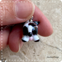 Hanger koetje met ketting (lampwork)