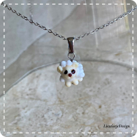 Hanger schaapje van glas met ketting (lampwork)