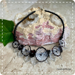  Zwart heldere bloemketting van glas (lampwork)