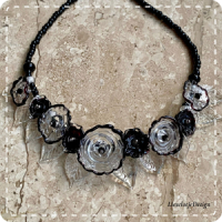  Zwart heldere bloemketting van glas (lampwork)