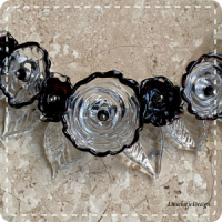  Zwart heldere bloemketting van glas (lampwork)