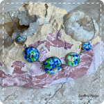 Cabochon ketting in blauw-groene tinten (lampwork)