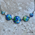 Cabochon ketting in blauw-groene tinten (lampwork)