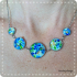 Cabochon ketting in blauw-groene tinten (lampwork)