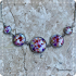 Cabochon ketting in frisse lila-rood-oranje tinten (lampwork)
