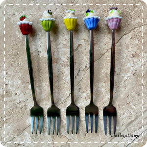 Set gebaksvorkjes van glas (lampwork)