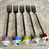 Set gebaksvorkjes van glas (lampwork)
