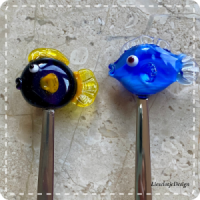 Set dessert lepeltjes van glas (lampwork)