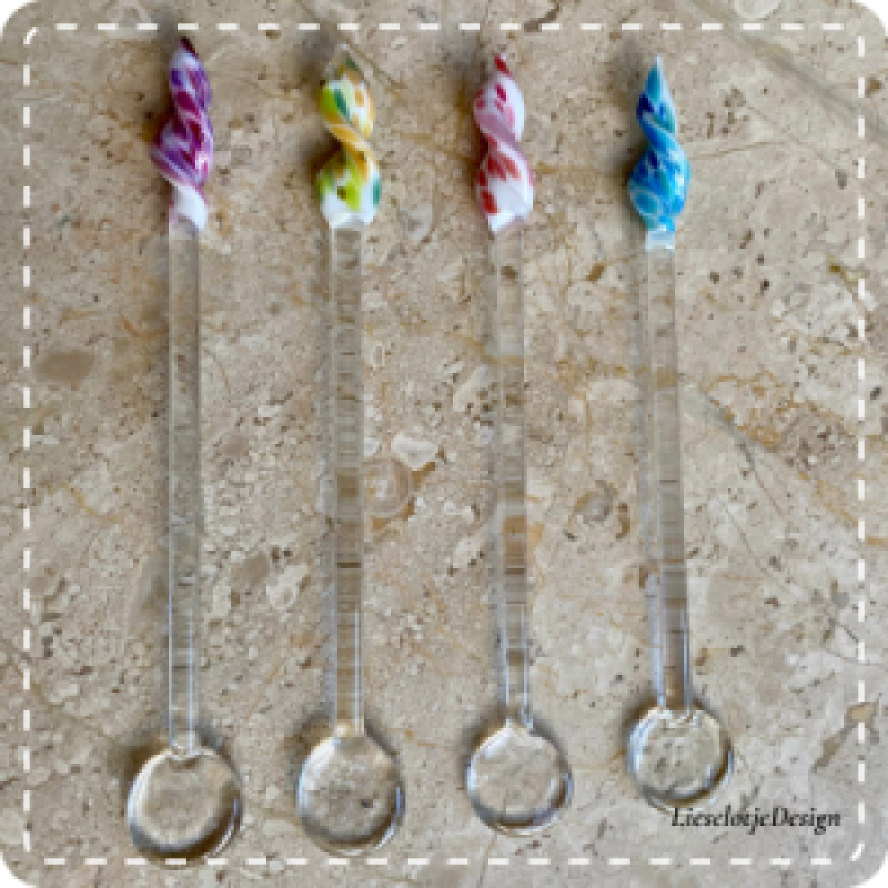 Set roerstaafjes draai van glas (lampwork)