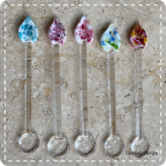 Set roerstaafjes blad van glas (lampwork)