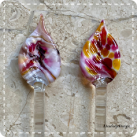 Set roerstaafjes blad van glas (lampwork)