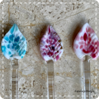 Set roerstaafjes blad van glas (lampwork)
