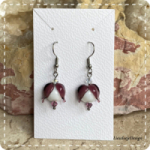 Tranend hartje oorbel (paars) van glas (lampwork)