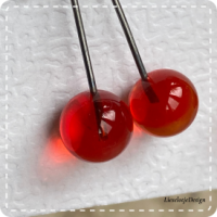 Kersoorbel (oranje) met blad (lampwork)