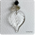 Blad oorbel helder met zwart (lampwork)