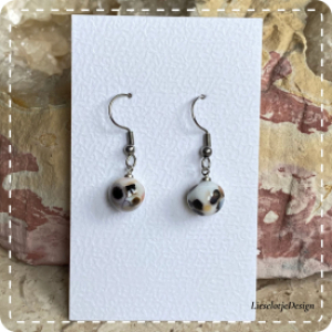 Bolvormige confetti-frit oorbel koffie van glas (lampwork)