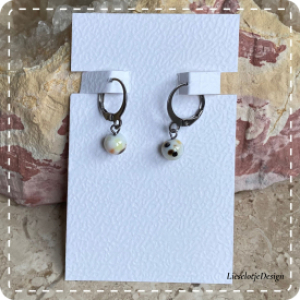 Bolvormige mini confetti-frit oorbel koffie van glas (lampwork)