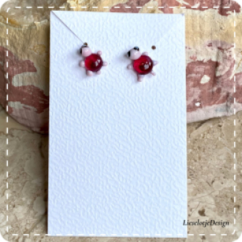 Schildpad oorknopjes fuchsia-roze van glas (lampwork)