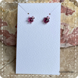 Schildpad oorknopjes paars/roze van glas (lampwork)