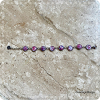 Cabochon sieradenset roze/paars (ketting+armband lampwork)