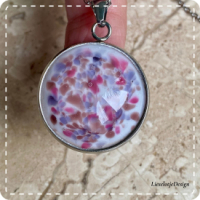Cabochon sieradenset roze/paars (ketting+armband lampwork)