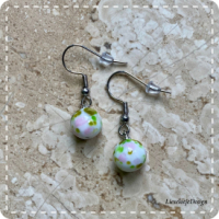 Cabochon sieradenset roze/groen tinten (ketting+armband+oorbellen lampwork)