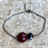 Lieveheersbeestjes sieradenset (ketting+armband+oorbellen lampwork)