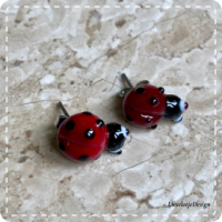 Lieveheersbeestjes sieradenset (ketting+armband+oorbellen lampwork)