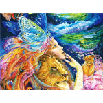 Mona Lisa diamond painting 40x30cm: meisje met leeuwen