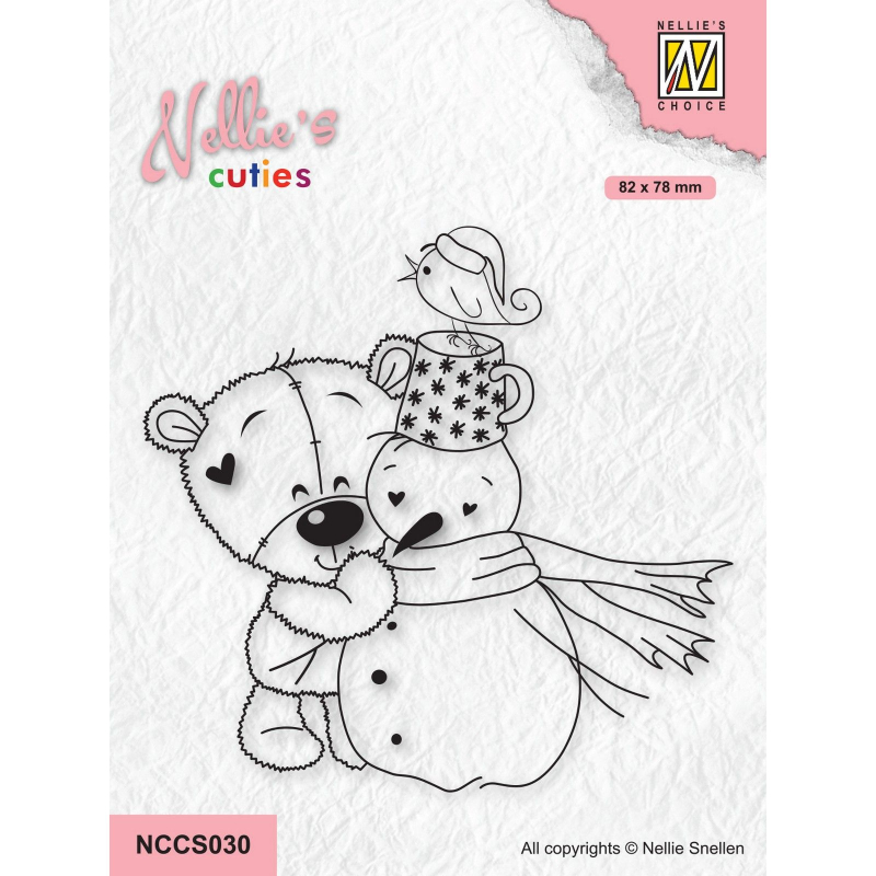 Nellie Snellen • Nellie's Cuties Clear Stempels Bear with Snowman