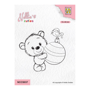 Nellie Snellen • Nellie's Cuties Clear Stempels Bear with Christmas Ball